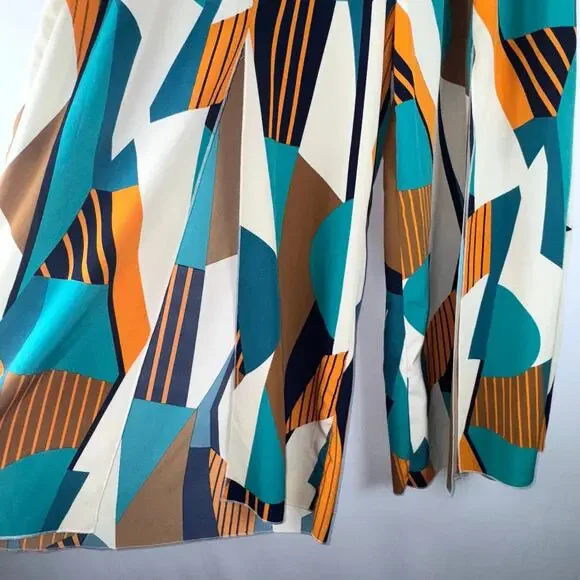 Shein Curve Women Slit Wide Leg Geometric Pants X-Large Brown Causal Work Flowy - Picture 7 of 9